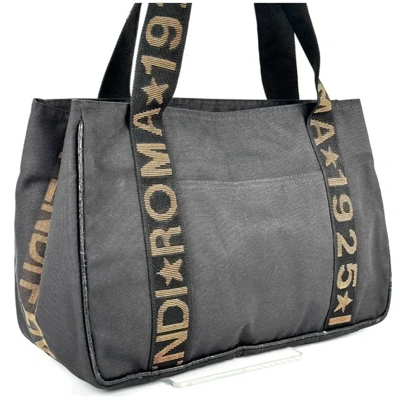 Authentic Fendi Black Roma Tote - Canvas and nylon- very good preloved condition - Picture 3 of 13